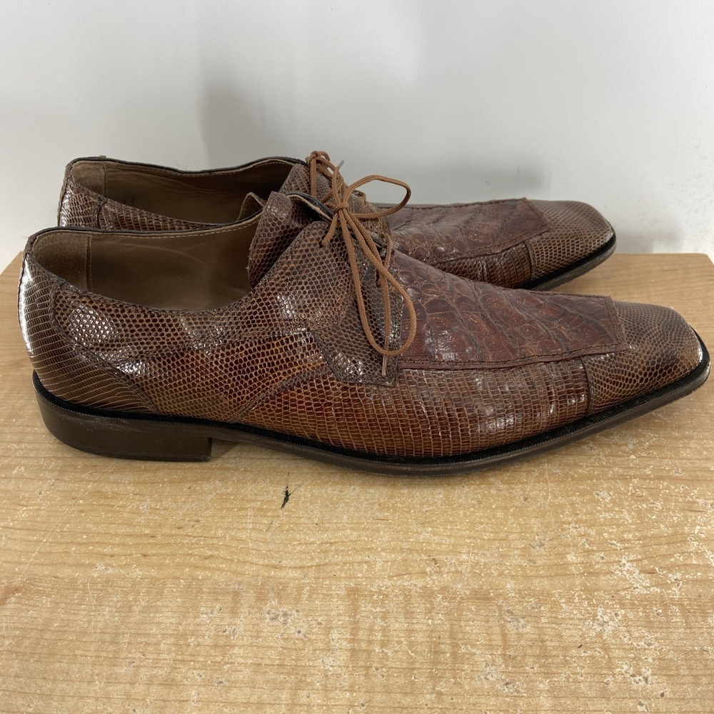 DAVID EDEN Genuine Alligator Crocodile & Lizard Brown Shoes -Size 13